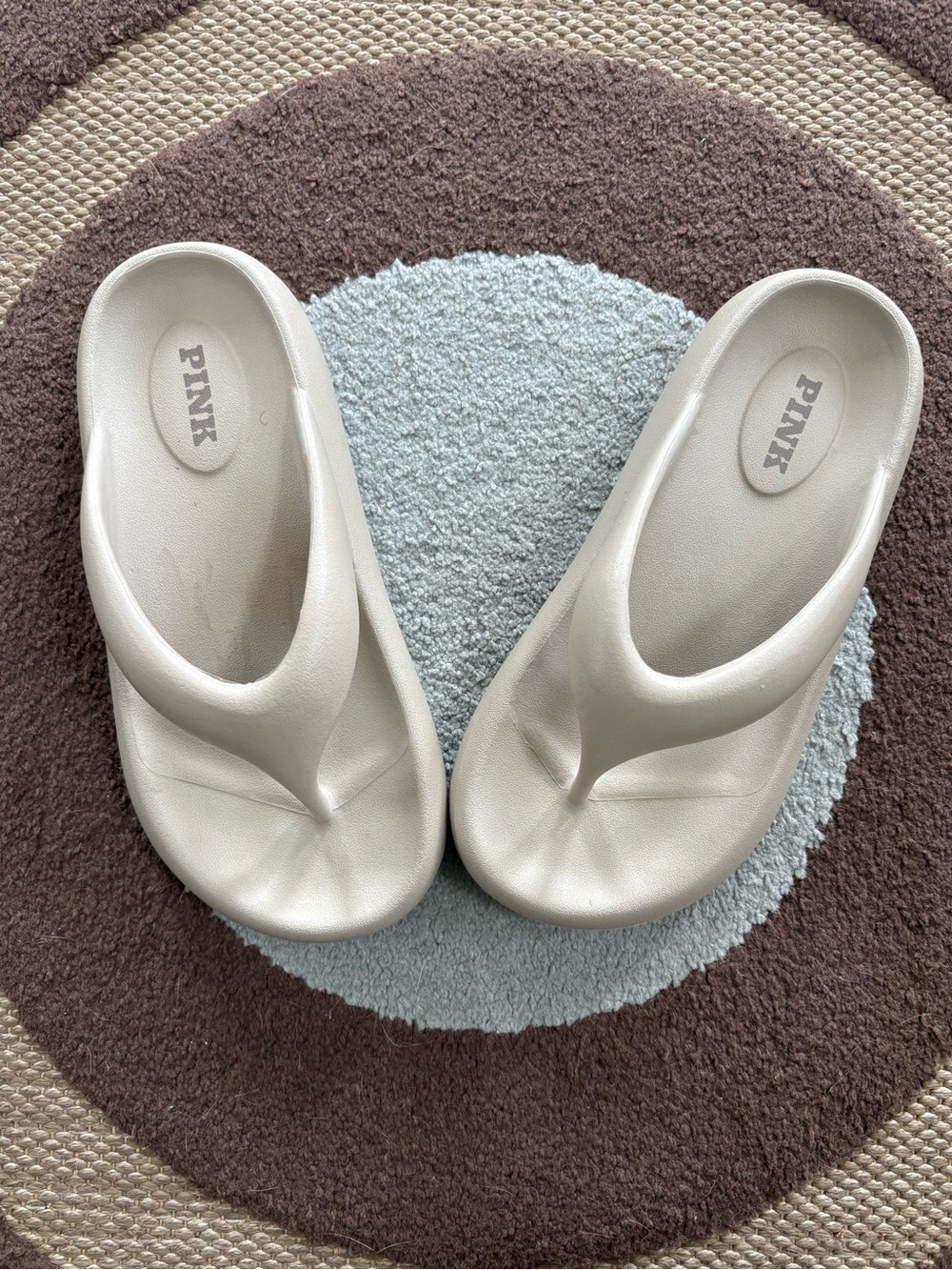 Pink by Victoria’s Secret chunky thong  sandal in the color Sahara Beige